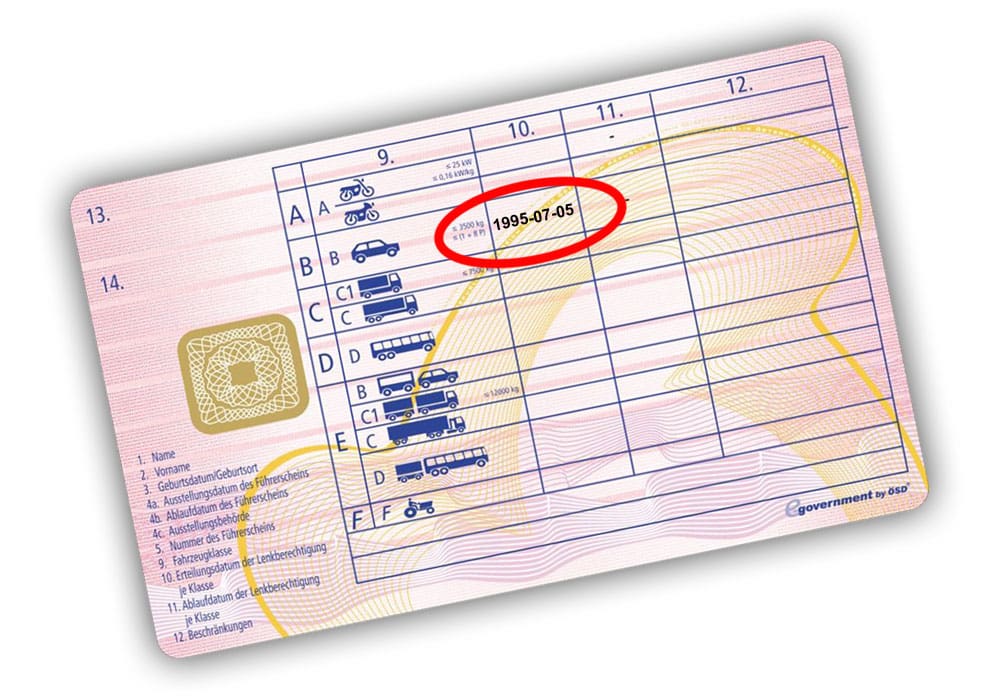 Scheckkartenführerschein_hinten_erteildatum_B Scheckkartenführerschein mit Erteilungsdatum der Führerscheinklasse B
